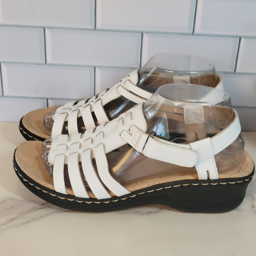 Clarks Sandal Womens 8.5 Lexi Marigold Slingback Casual Comfort Leather White